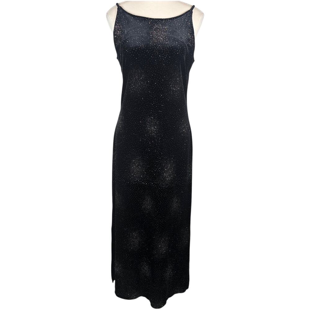 Limited Too Girls 7J Black Velvet Dress Starry Shimmering Bodycon Formal Y2K